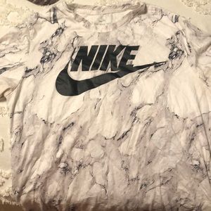 Nike graphic tee white, light grey, and black